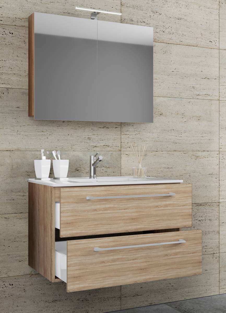 Waschplatz 3tlg-Badinos Eiche Sonoma Nachbildung B/H/T: ca. 80x50x46 cm