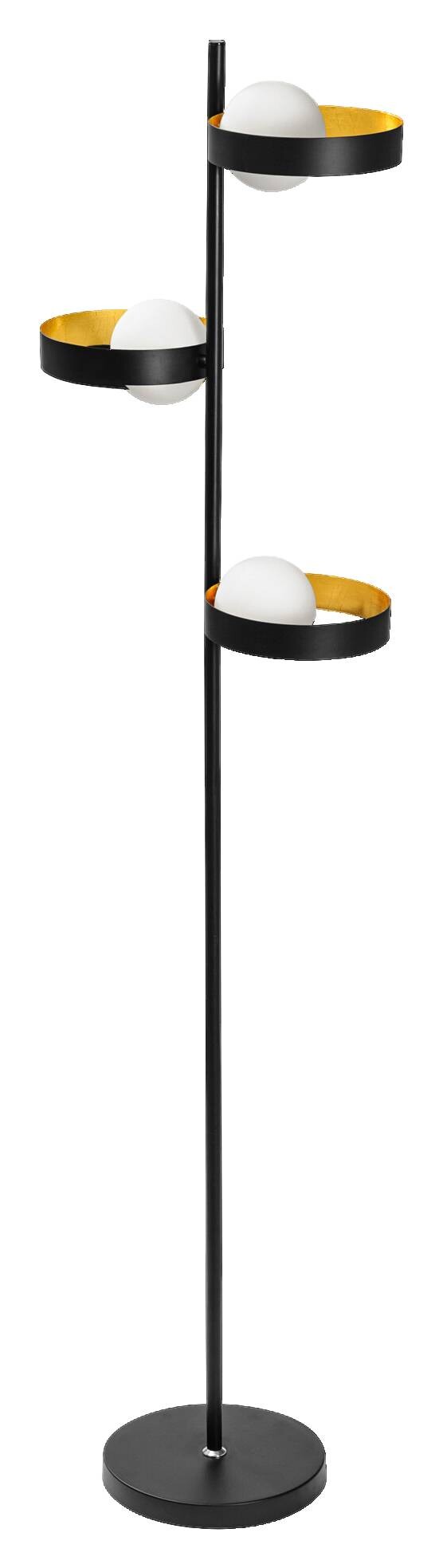 LEDVANCE Stehlampe Memphis schwarz gold weiß Metall Glas H/D: ca. 148x38,8 cm G9 3 Brennstellen