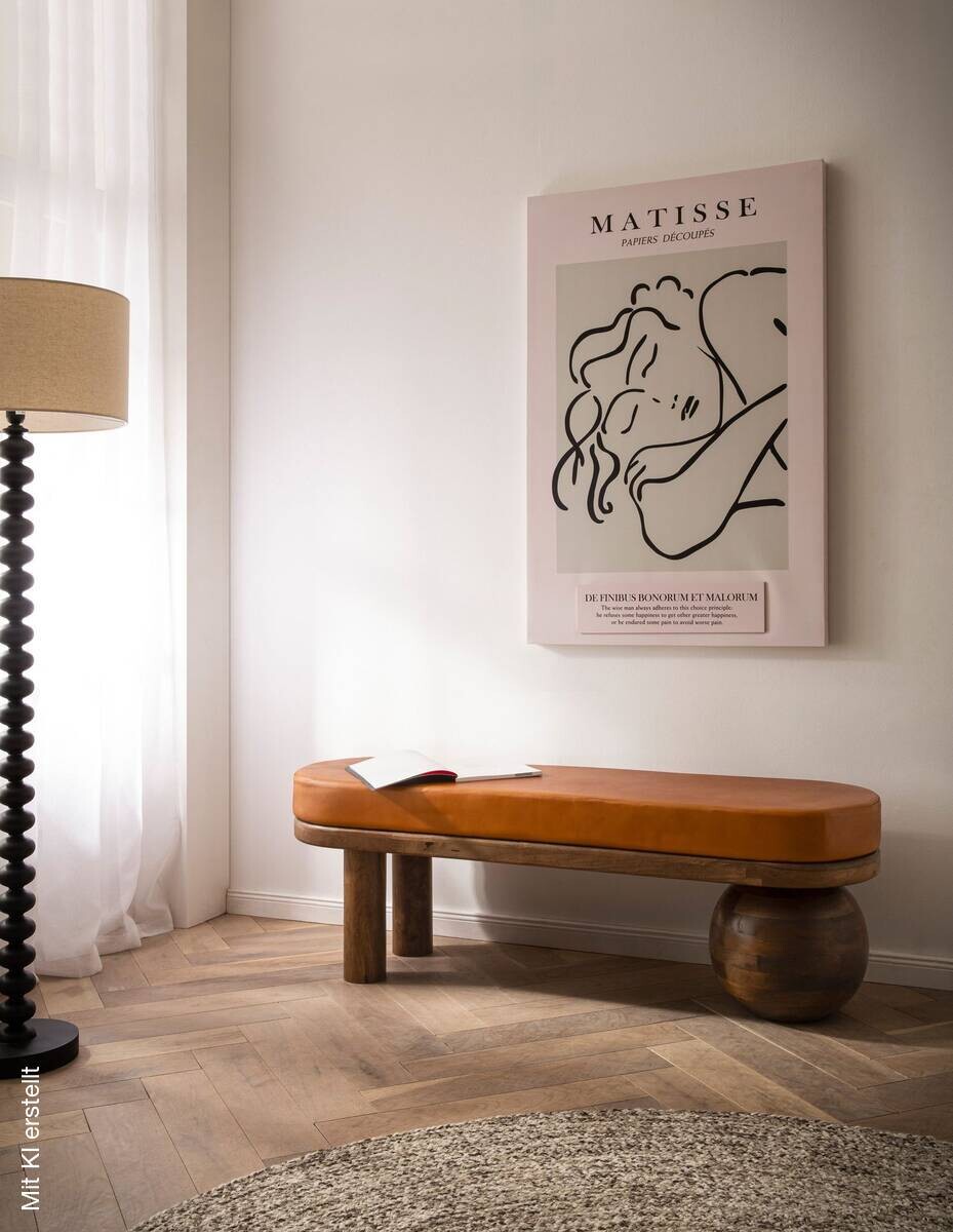 Sitzbank braun Mango Leder B/H/T: ca. 140x47x40 cm