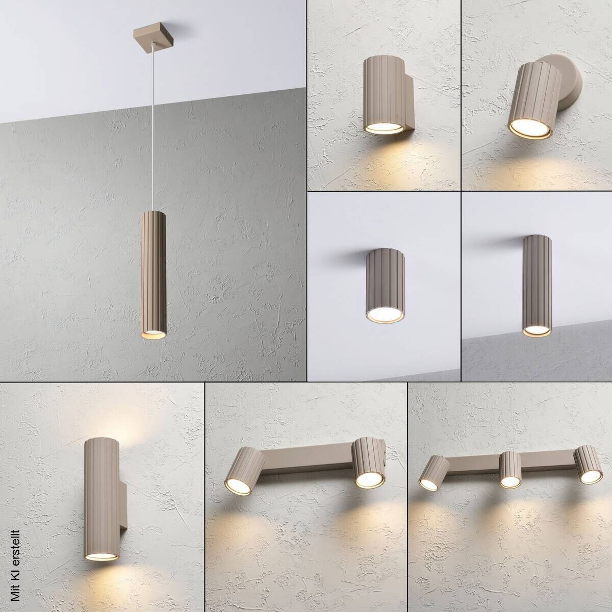 Lamkur Strahler Prisma beige Stahl B/H/L: ca. 6,5x118x6,5 cm 1 Brennstellen