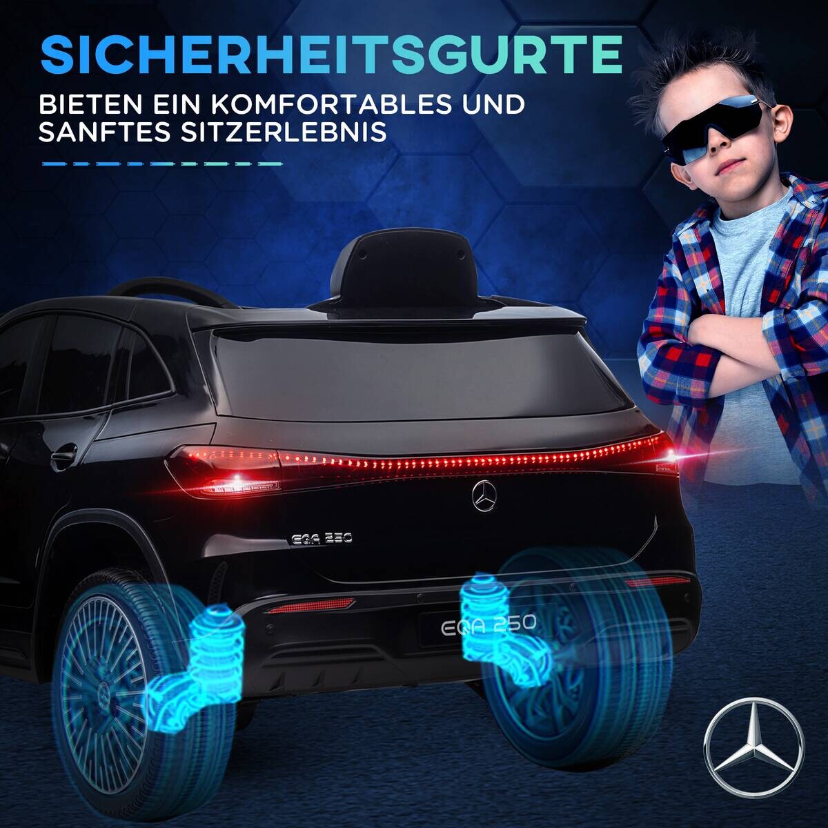 HOMCOM Kinderauto schwarz B/H/L: ca. 69x111,5x52,5 cm
