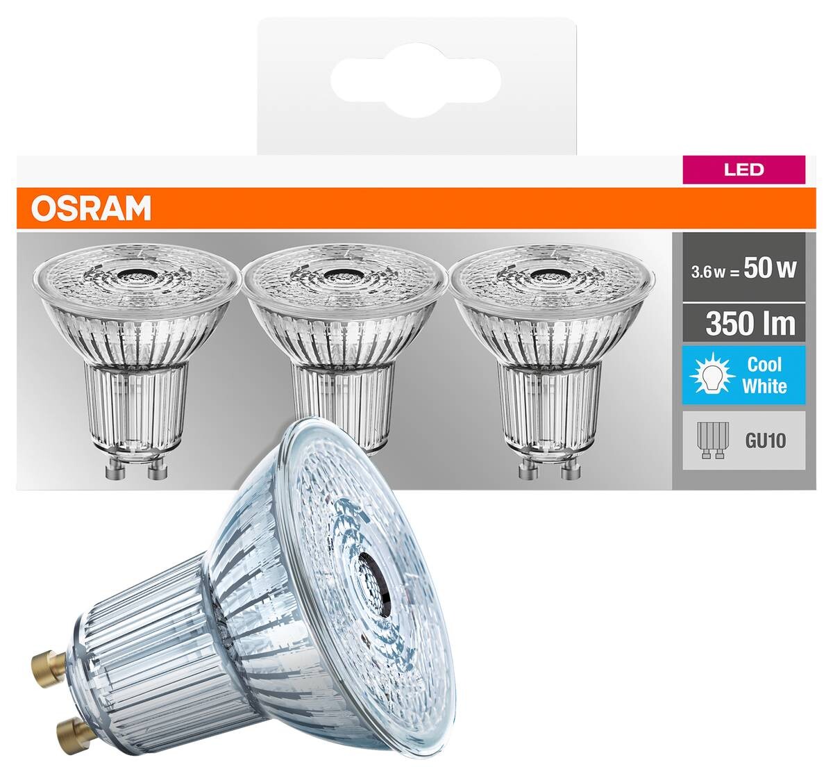 OSRAM LED-Leuchtmittel Reflektorlampe AC2705 3er Pack GU10