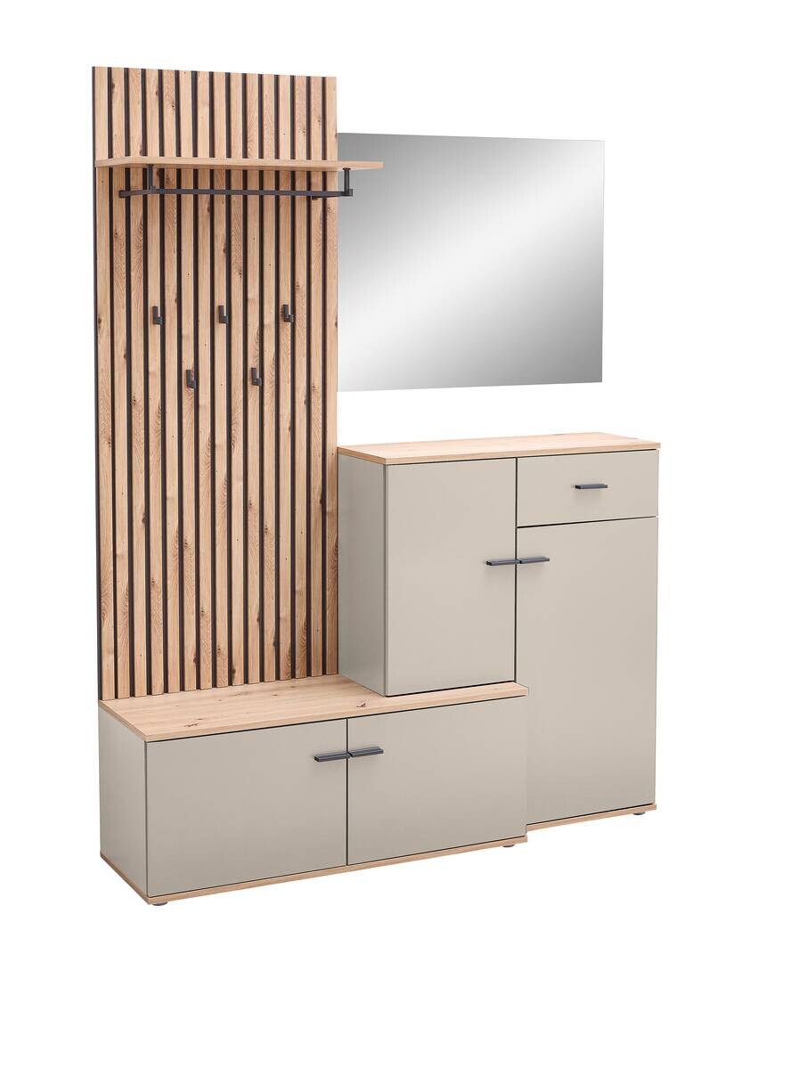 Kompaktgarderobe Fynn Eiche Artisan Nachbildung Kaschmir B/H/T: ca. 148x199x83 cm