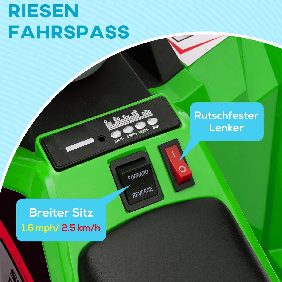 HOMCOM Kinder Elektrofahrzeug schwarz B/H/L: ca. 41,5x48,5x106 cm