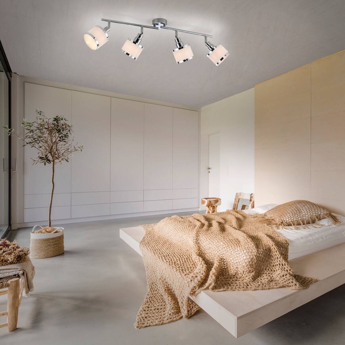 Just Light Spot Accor Chrom weiß Kunststoff B/H/L: ca. 78x22x78 cm E14 4 Brennstellen