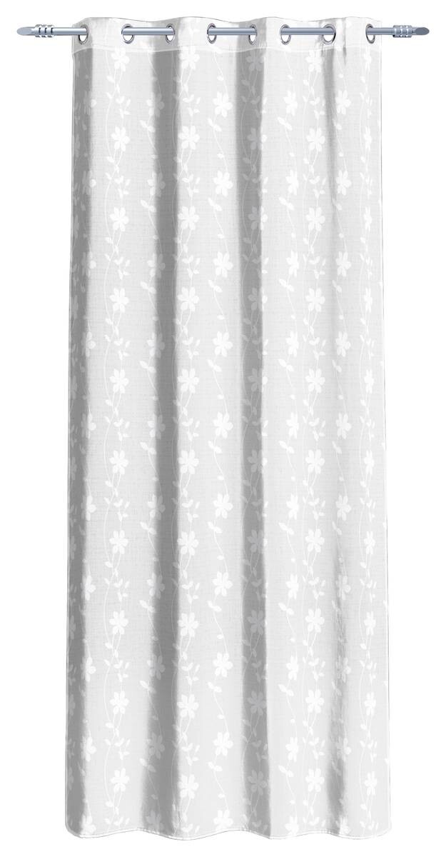 Ösenvorhang Blumenranke weiß 100% Polyester B/L: ca. 135x245 cm