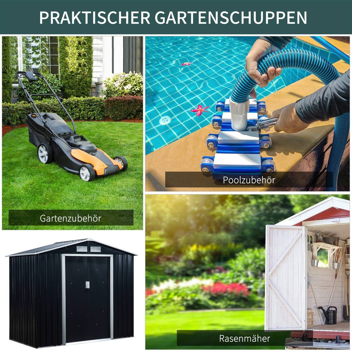 Outsunny Gartenhaus grau B/H/L: ca. 130x185x213 cm