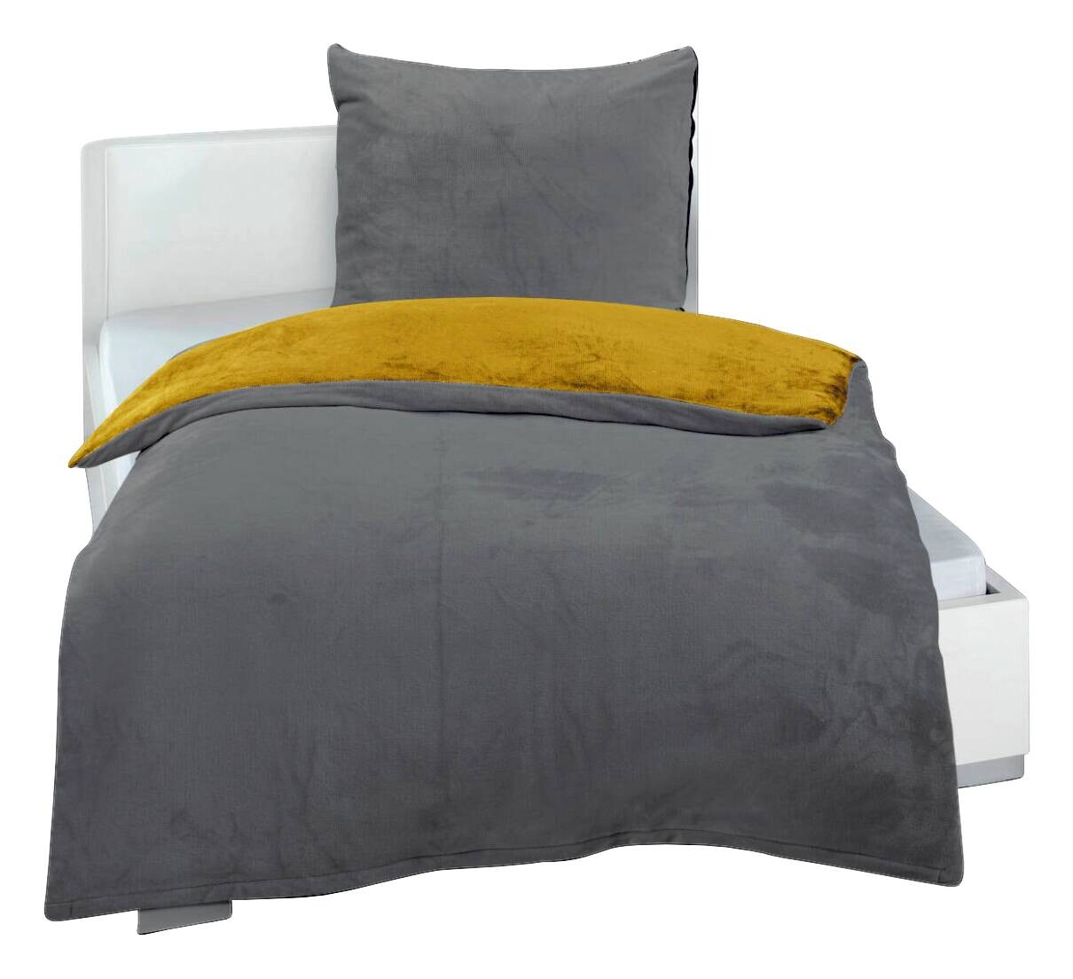 Microfaser Bettwäsche Cashmere touch anthrazit Polyester B/L: ca. 135x200 cm
