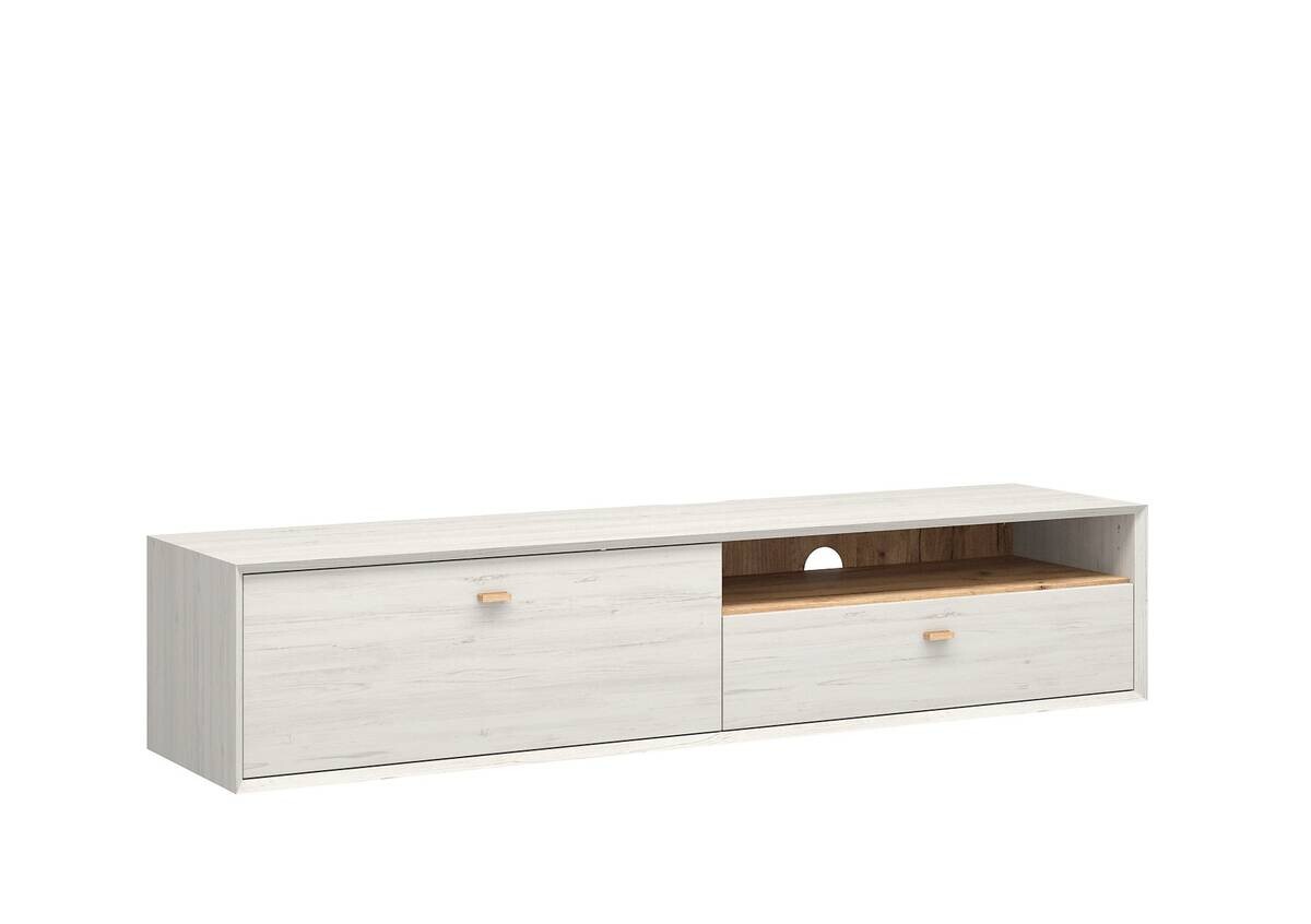 Wohnwand-Set Calvi weiß Pinie Nachbildung Eiche Navarra Nachbildung B/H/T: ca. 279x200x45 cm