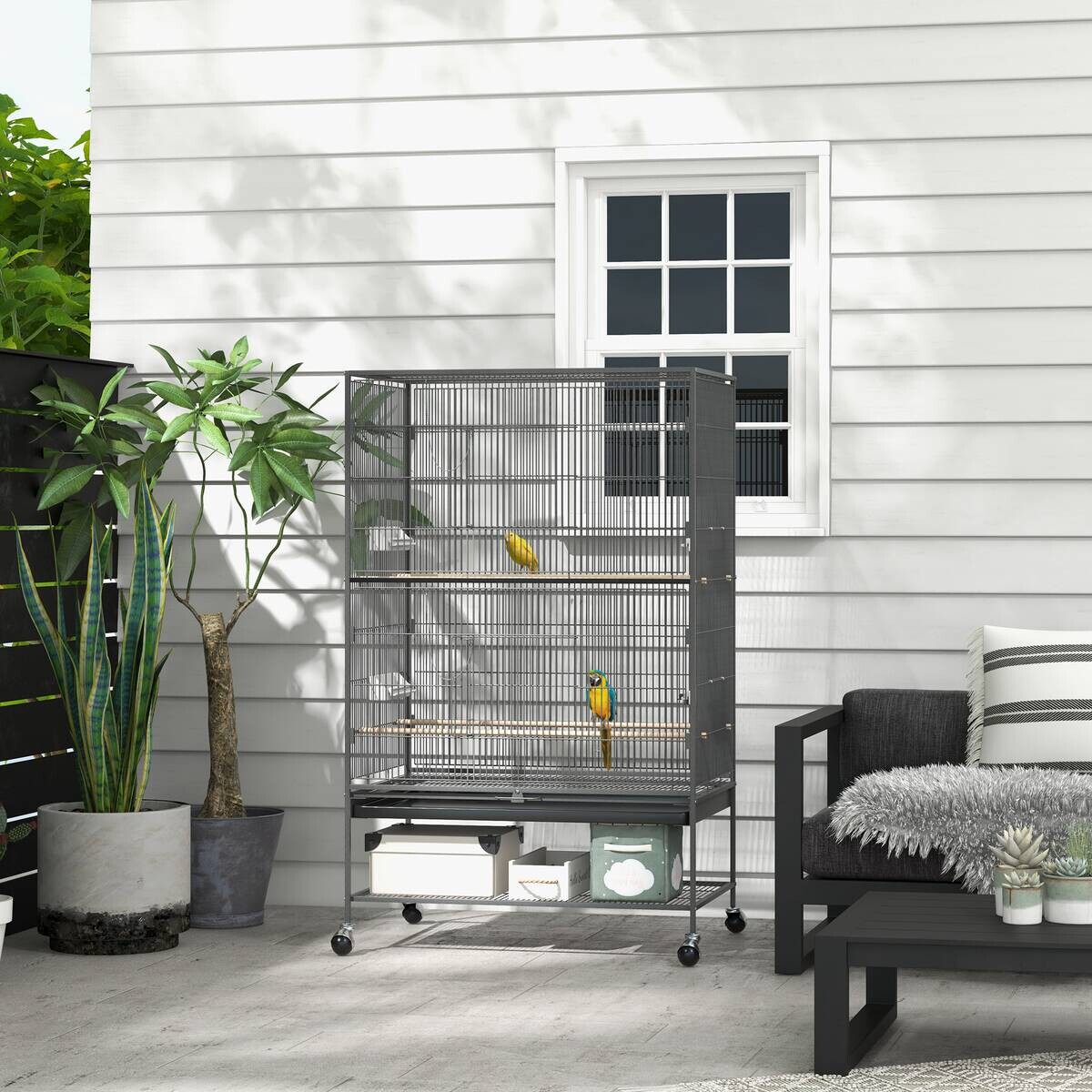 PawHut Tier-Zubehör grau Kunststoff B/H/L: ca. 57x94x153 cm
