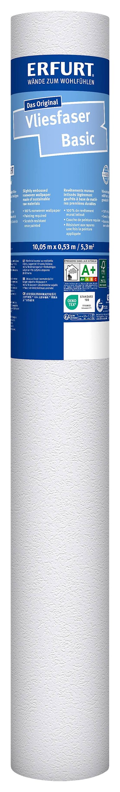 Erfurt Vliestapete Basic 105 weiß B/L: ca. 53x1005 cm