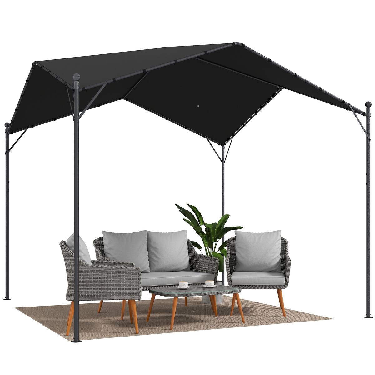 Outsunny Pergola dunkelgrau Metall B/H/L: ca. 300x280x300 cm
