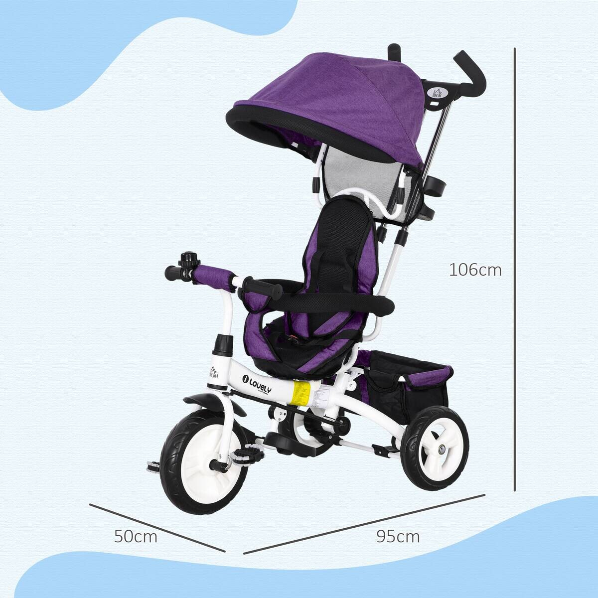HOMCOM Kinderdreirad violett B/H/L: ca. 50x106x95 cm