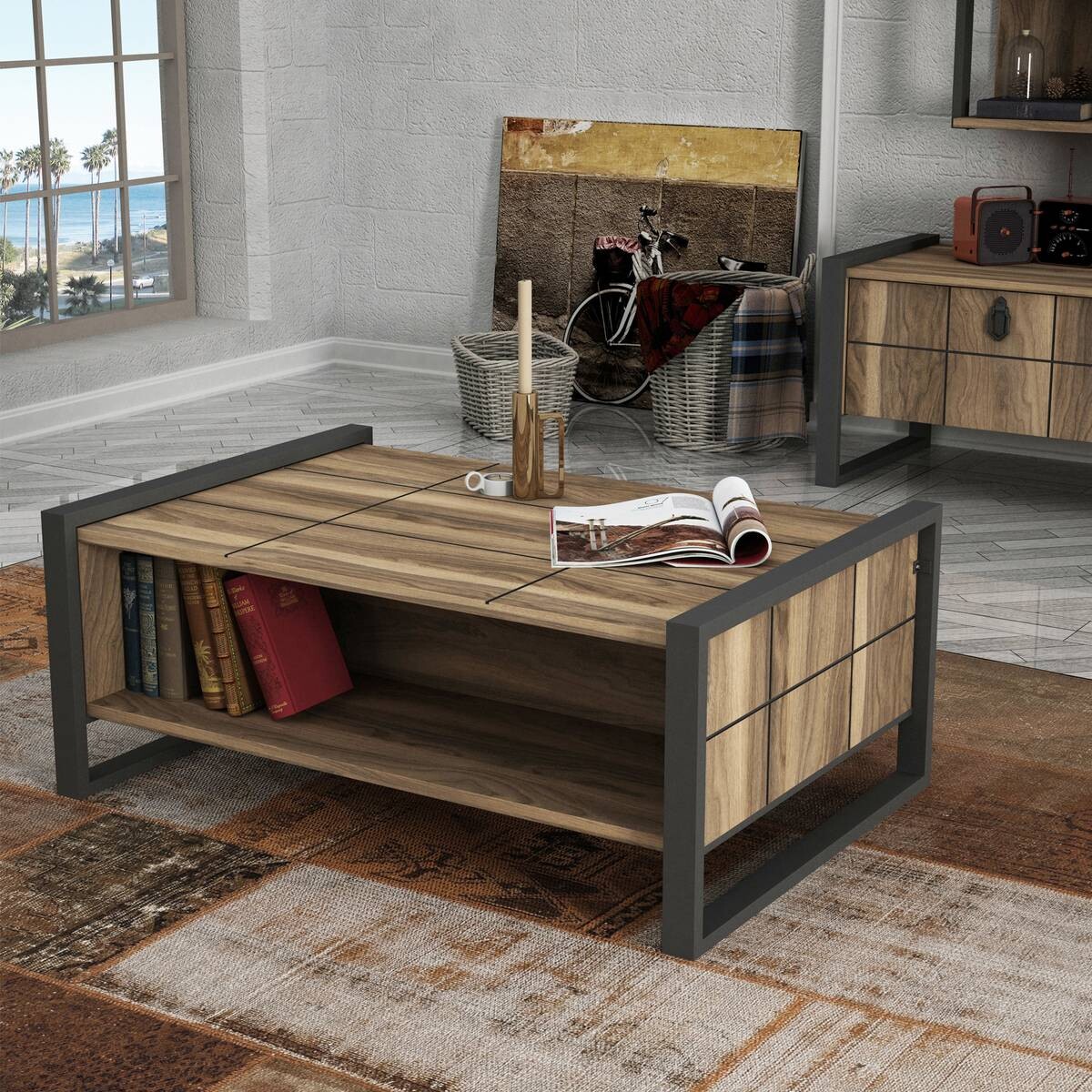 Couchtisch Lost walnuss Nachbildung B/H/T: ca. 94,4x38x64,5 cm
