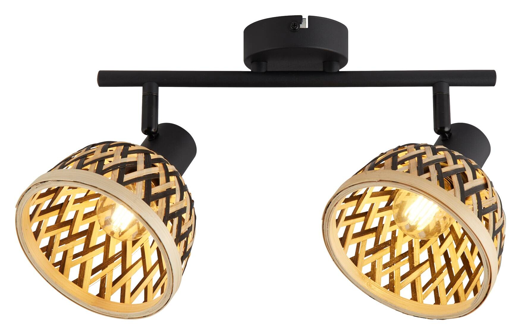 Searchlight Strahler Lance schwarz Stahl Bambus B/H/L: ca. 13x22x45 cm E14 2 Brennstellen