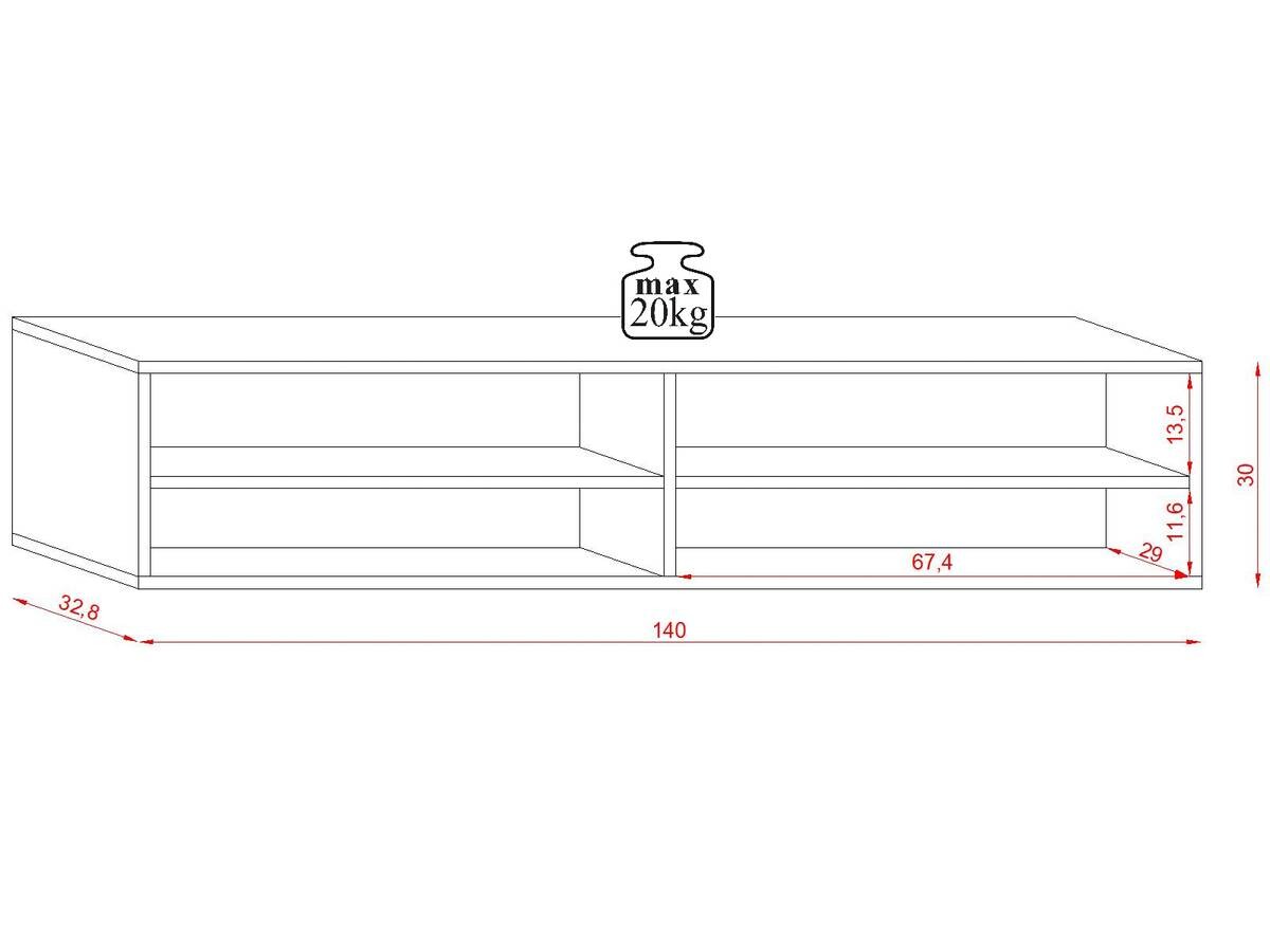 TV-Lowboard TV LOWBOARD DERBY 140 Eiche Wotan Nachbildung schwarz glänzend B/H/T: ca. 140x32,5x31,5 cm