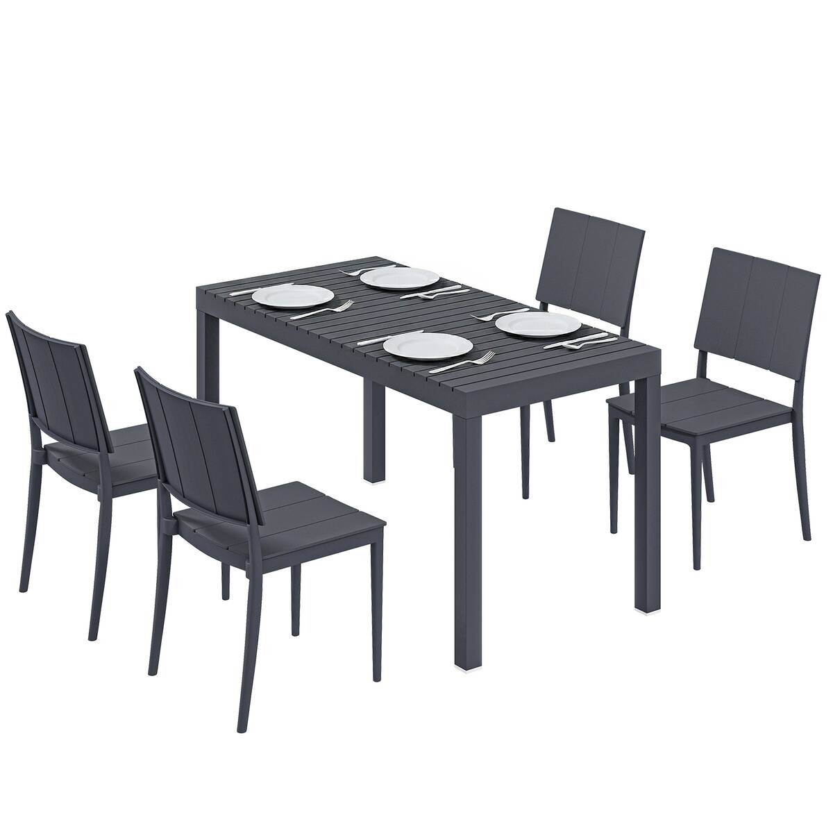 Outsunny Gartensitzgruppe dunkelgrau Kunststoff B/H/L: ca. 70,5x74,5x141,5 cm