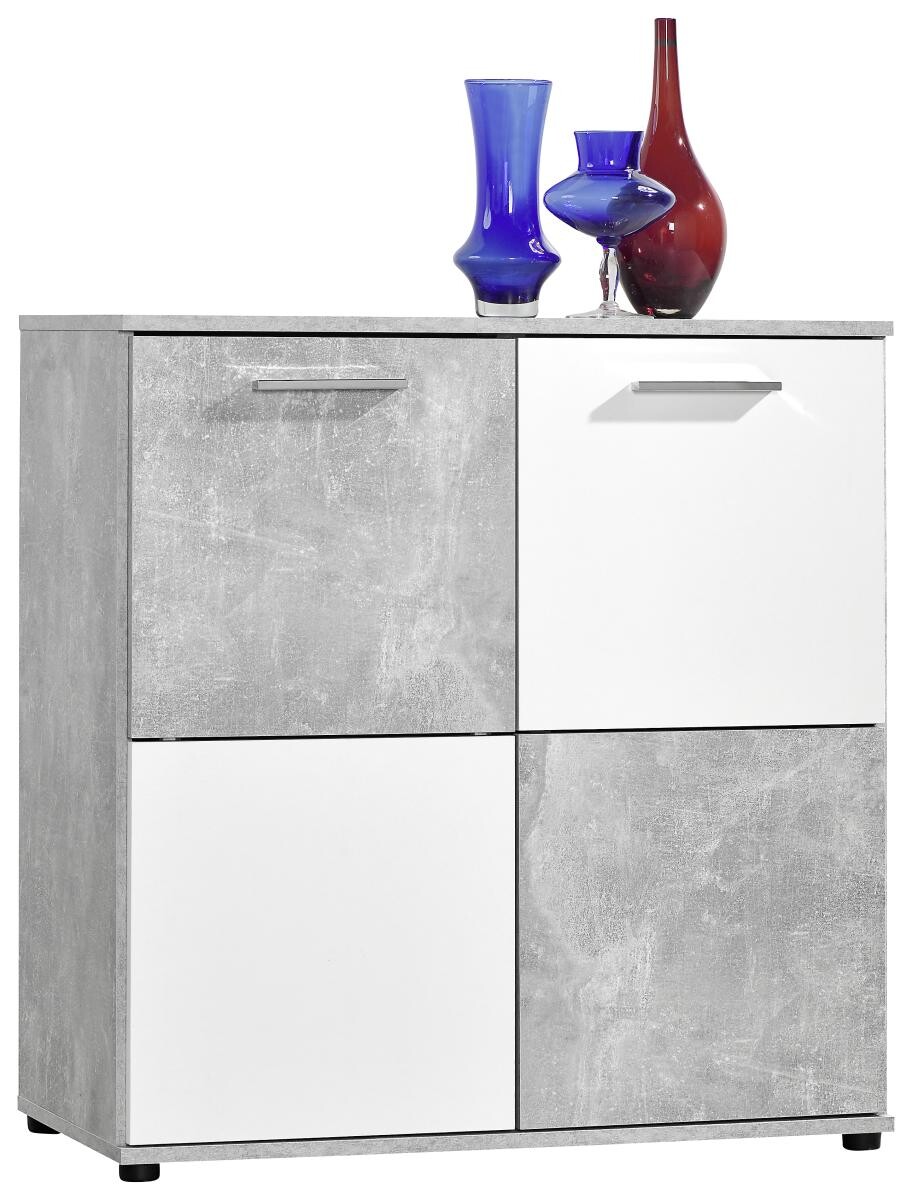 Kommode Zero Beton Optik weiß B/H/T: ca. 78x82x39 cm | weiß | 78,00/82,00/39,00 cm