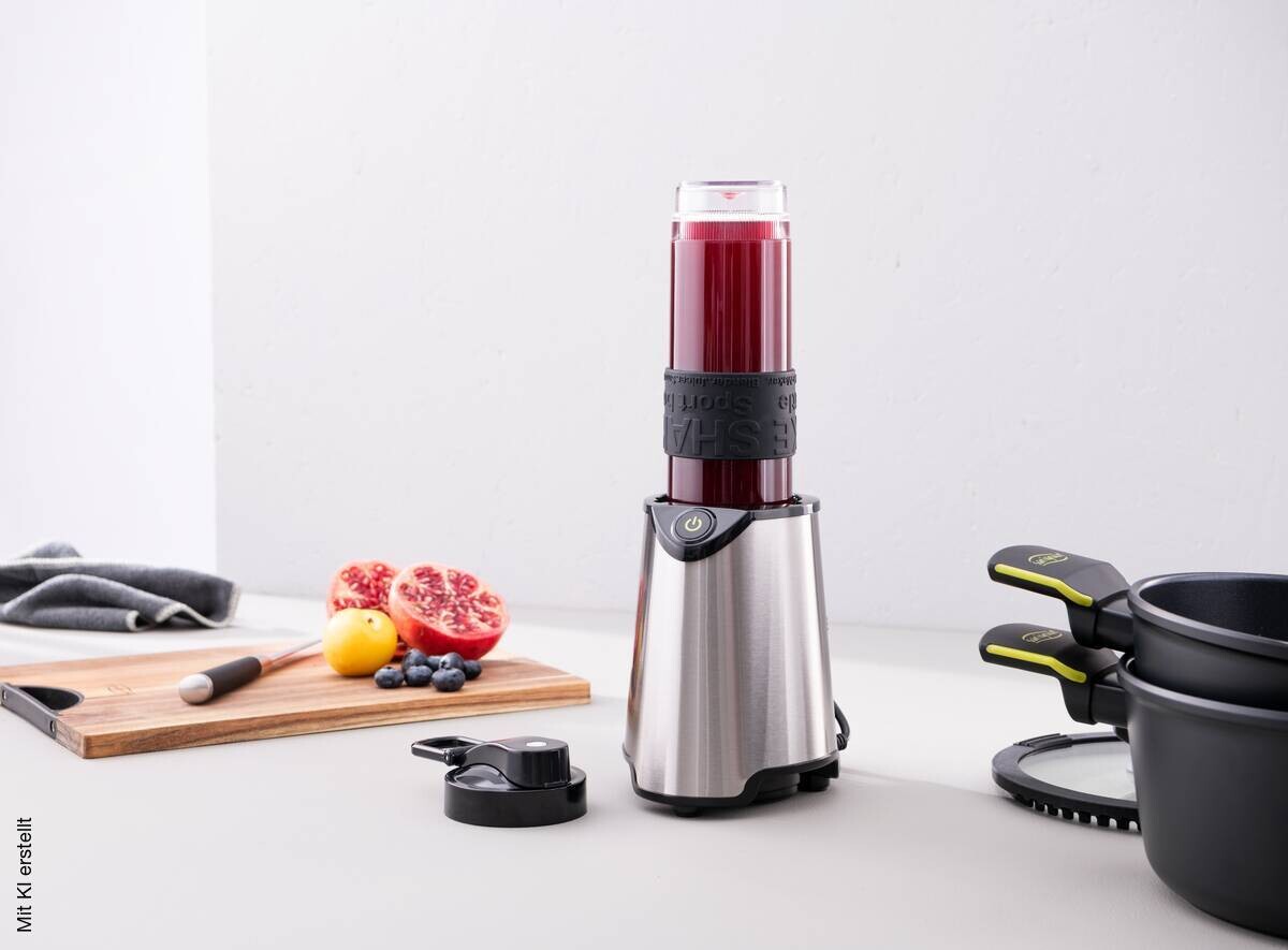 BERGNER Standmixer BG-51027-BK silber Kunststoff Silikon B/H/L: ca. 12x35x14 cm