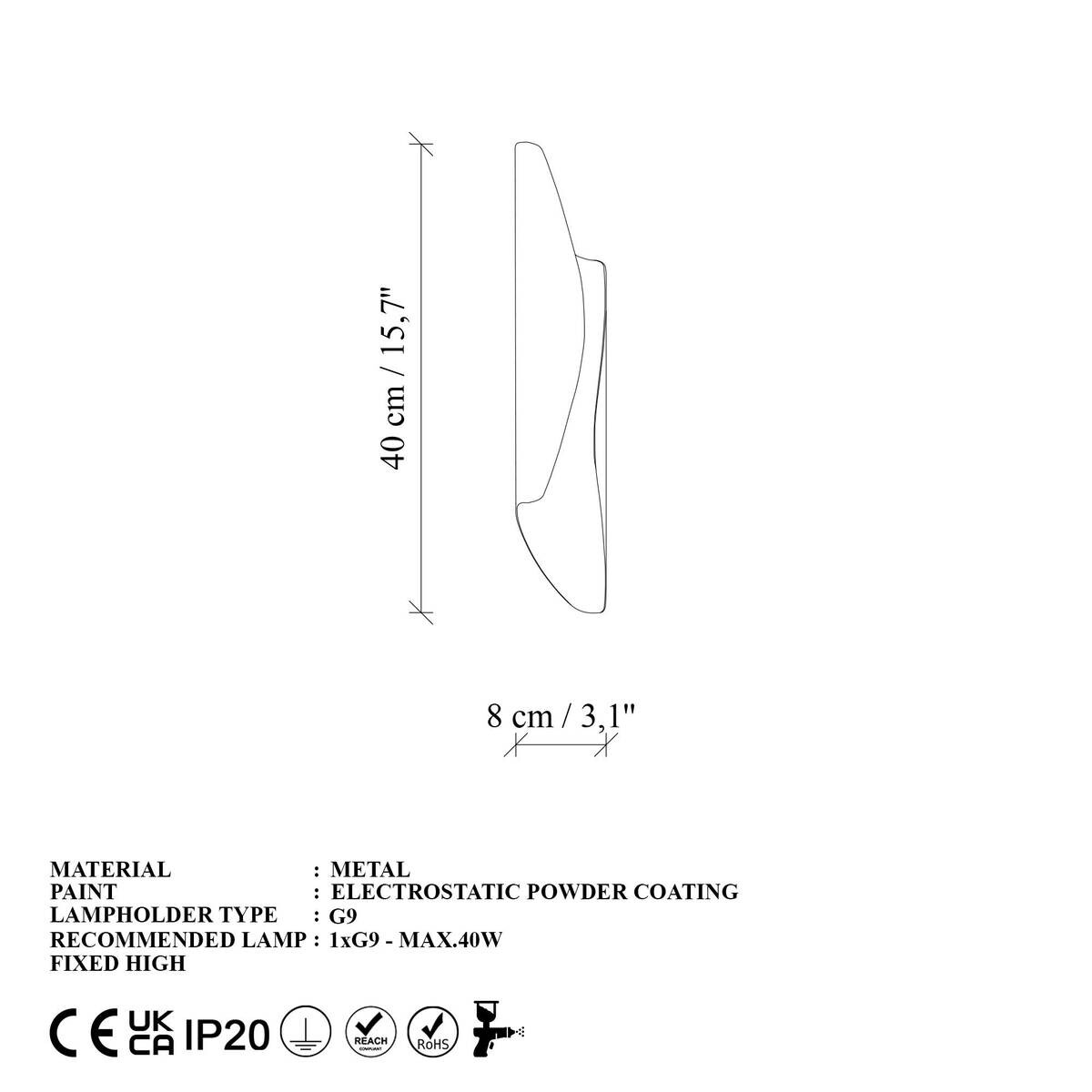 Opviq Wandleuchte gold Metall B/H/L: ca. 40x11x8 cm G9 2 Brennstellen