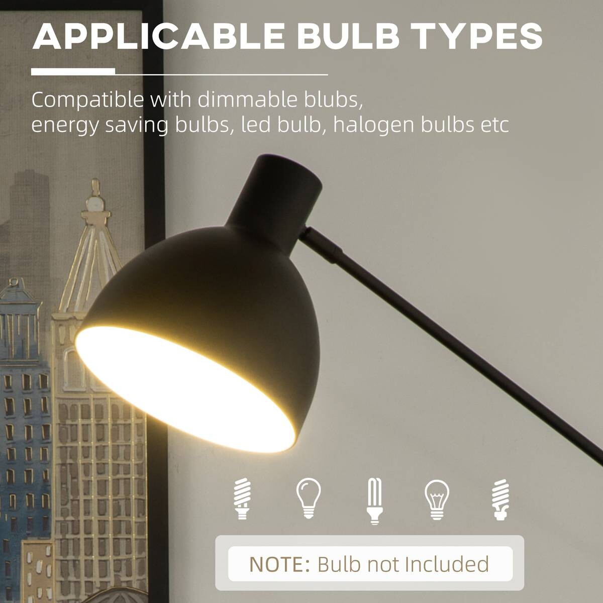 HOMCOM Stehlampe schwarz Stahl B/H/T: ca. 30x131x30 cm