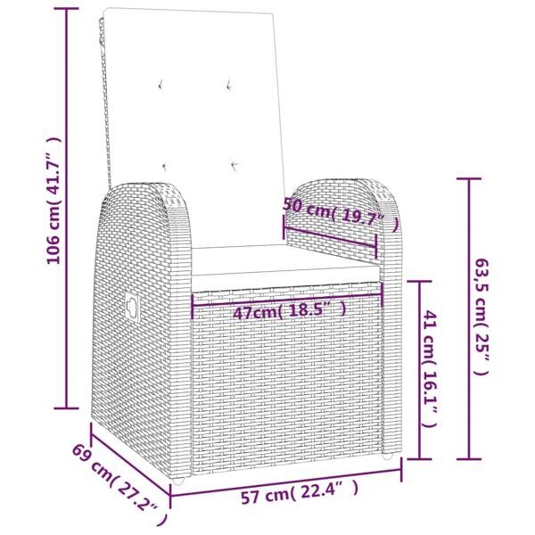vidaXL Gartensessel grau Kunststoff B/H/L: ca. 73x105x57 cm
