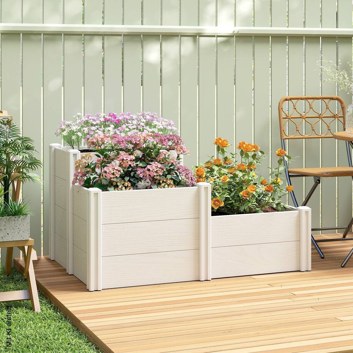 Outsunny Hochbeet weiß Kunststoff B/H/T/L: ca. 80x64x80x120 cm