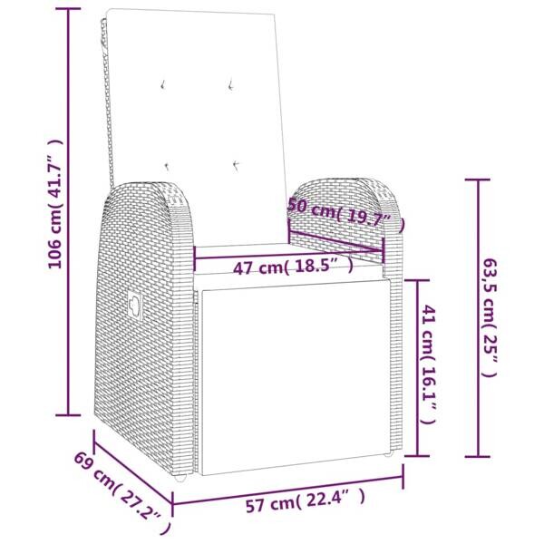 vidaXL Gartensessel grau Kunststoff B/H/L: ca. 69x106x57 cm