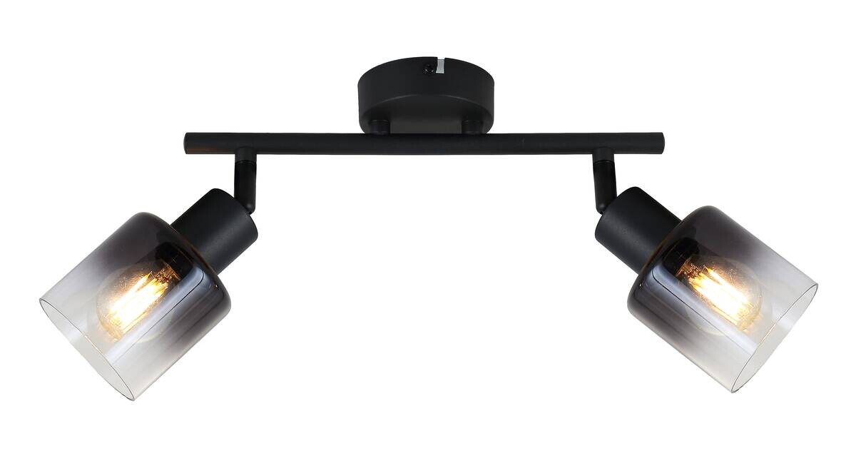 POCOline Spotbalken schwarz Rauch Metall Glas B/H/L: ca. 8x21x45 cm E14 2 Brennstellen