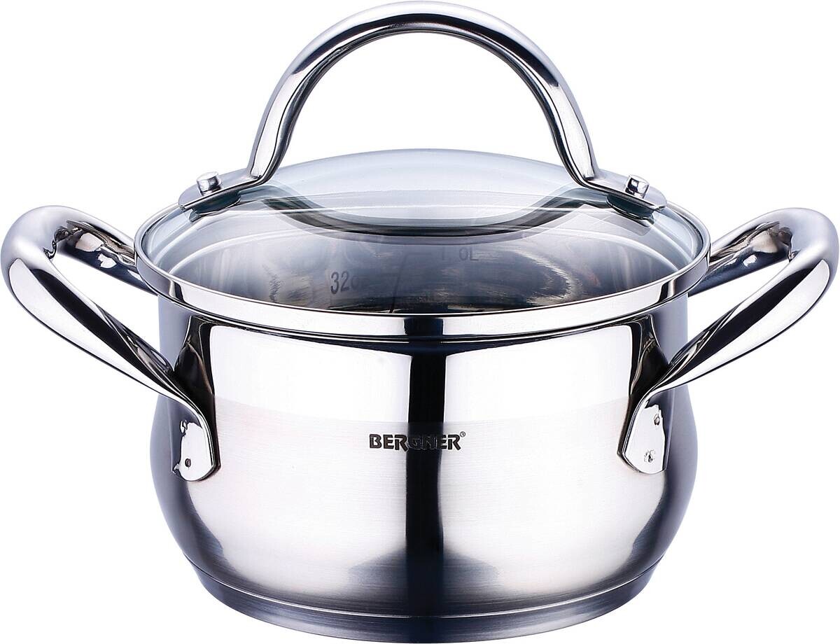 BERGNER Kasserolle GOURMET silber Edelstahl B/H/L/D: ca. 21,5x14x29,5x20 cm