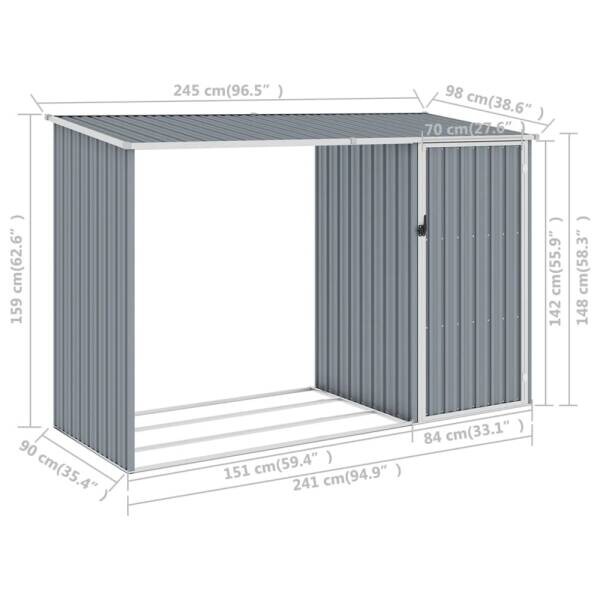 vidaXL Gerätehaus grau B/H: ca. 245x159 cm