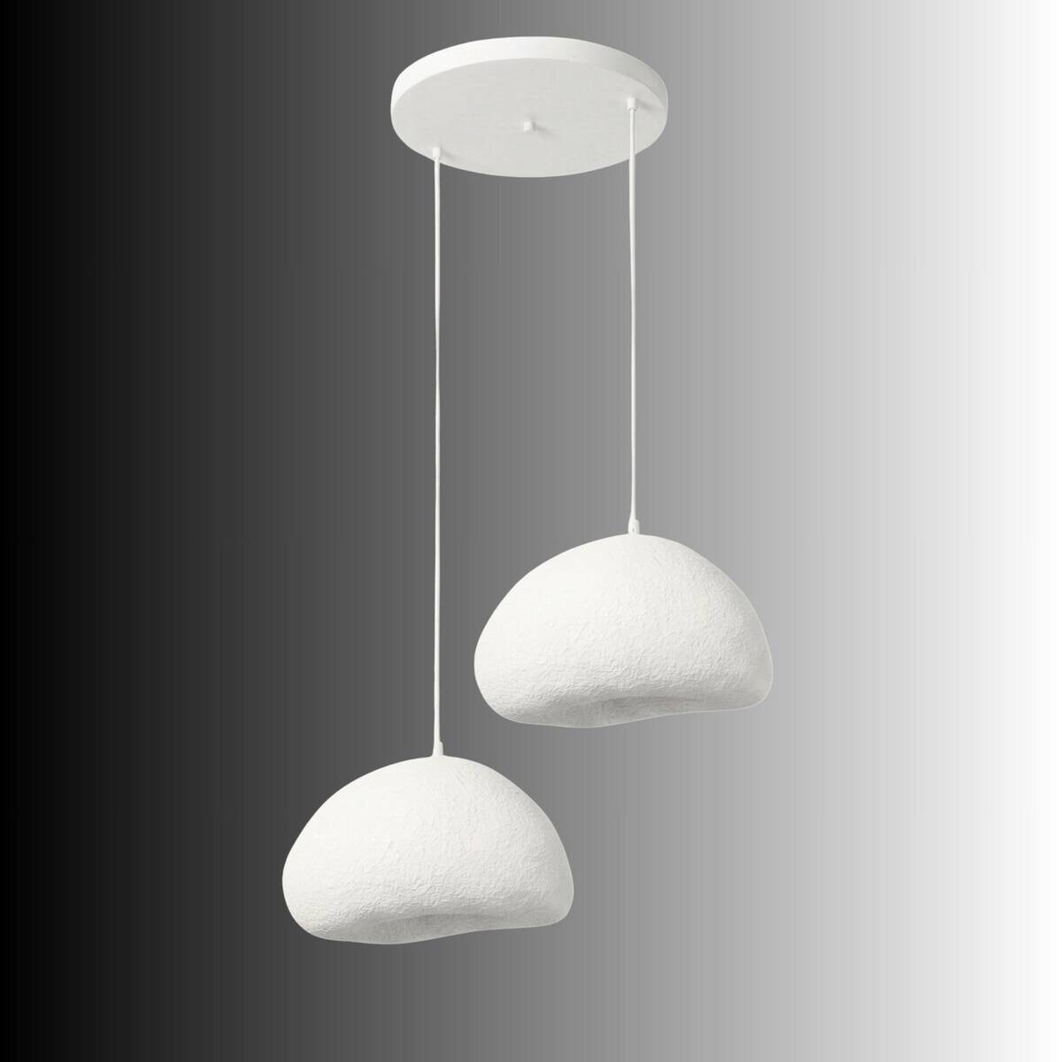 Opviq Pendelleuchte weiß Metall Fiberglas B/T/L: ca. 42x40x42 cm E27 2 Brennstellen