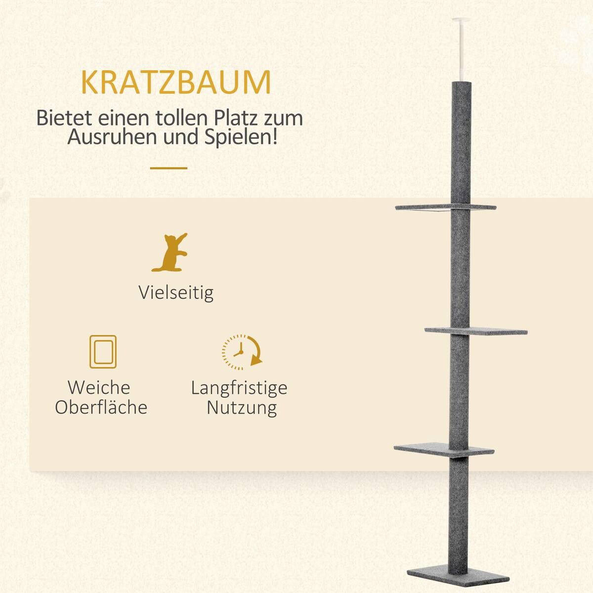 PawHut Kratzbaum grau Polyester B/H/L: ca. 27x228x43 cm