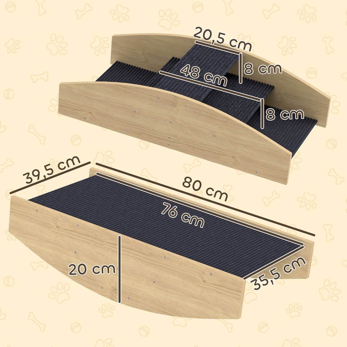 PawHut Hundewippe Holzoptik Holz B/H/L: ca. 39,5x20x80 cm
