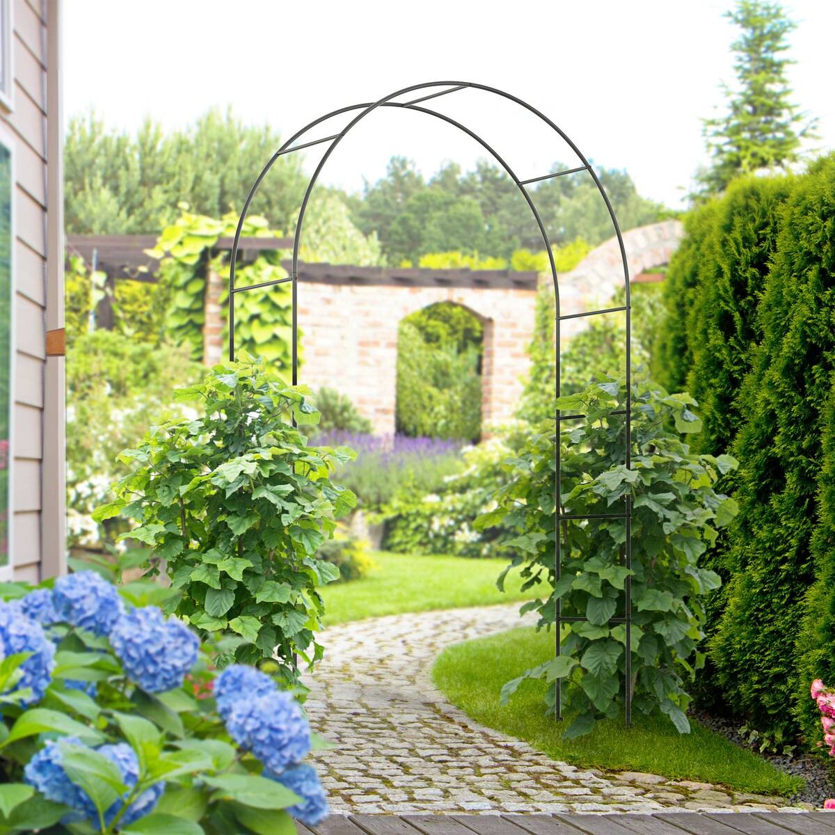 Outsunny Rosenbogen mit Metallrahmen schwarz B/H/L: ca. 40x240x140 cm