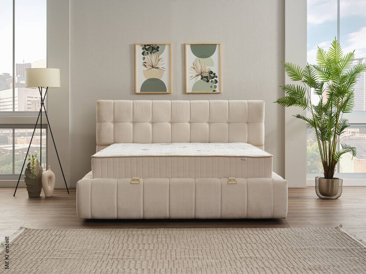 Polsterbett Rosalie beige Liegefläche B/L: ca. 180x200 cm