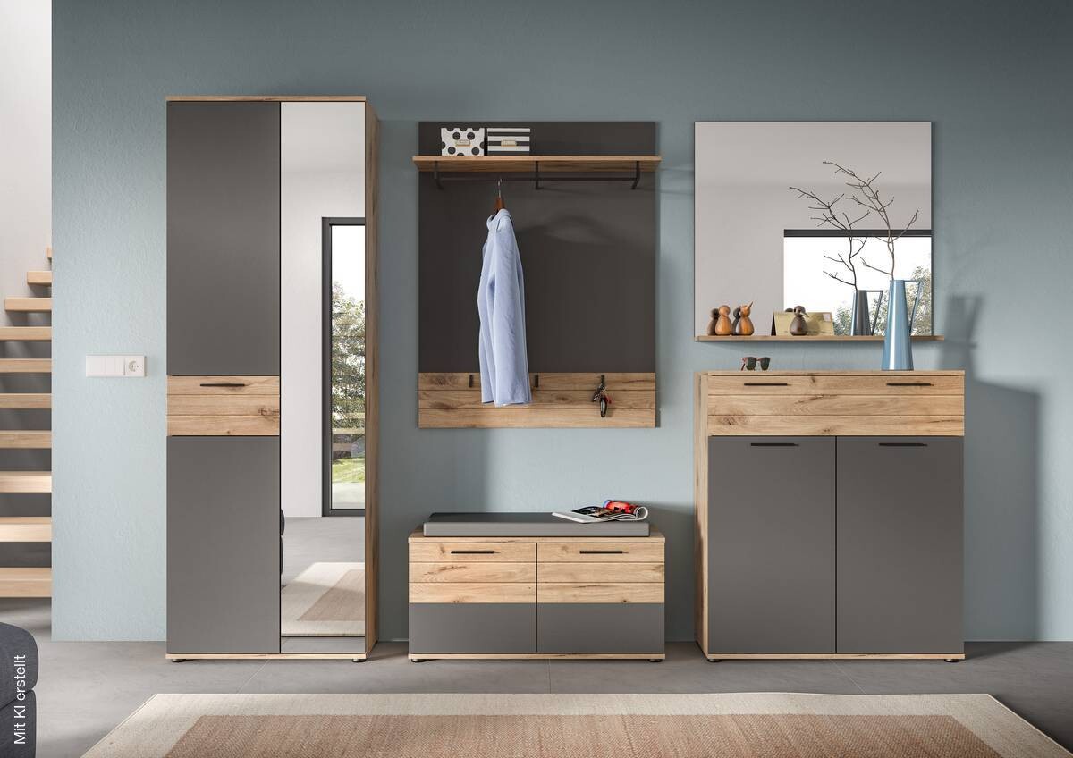 Sitzbank Mason Nox Oak Nachbildung dunkelgrau B/H/T: ca. 90x45x37 cm