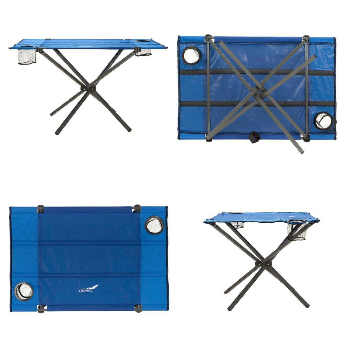 VCM Campingtisch blau Polyester-Mischgewebe B/H/L: ca. 50x50x80 cm