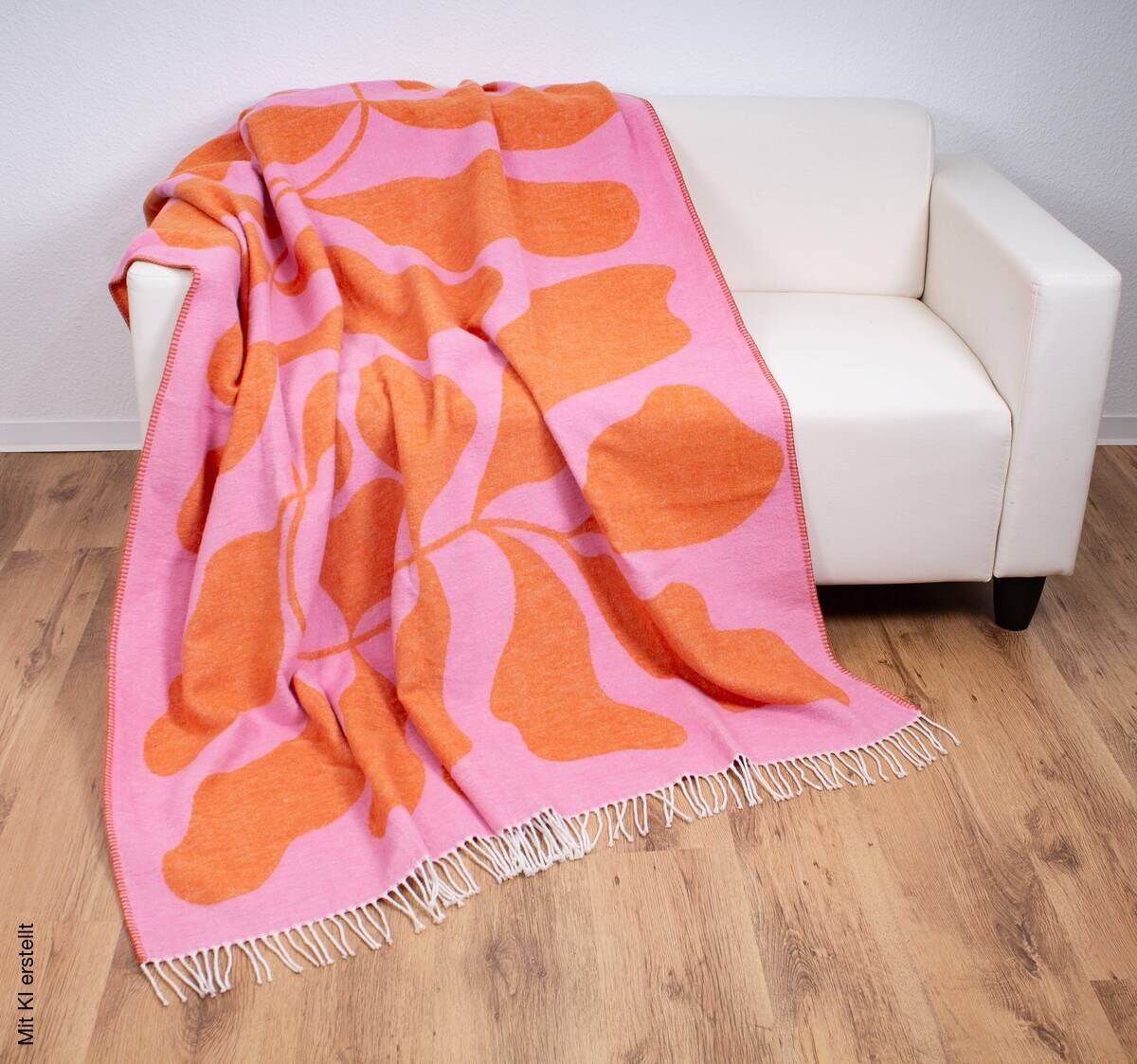 Wohndecke pink orange 60% Baumwolle, 40% Polyacryl B/L: ca. 150x200 cm | orange, Pink | 150,00/200,00 cm