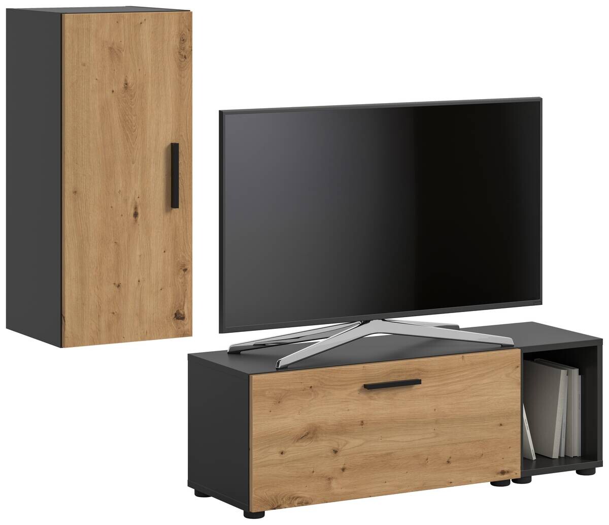 Wohnwand-Set TheOne Eiche Artisan Nachbildung anthrazit B/H/T: ca. 75x32x34 cm