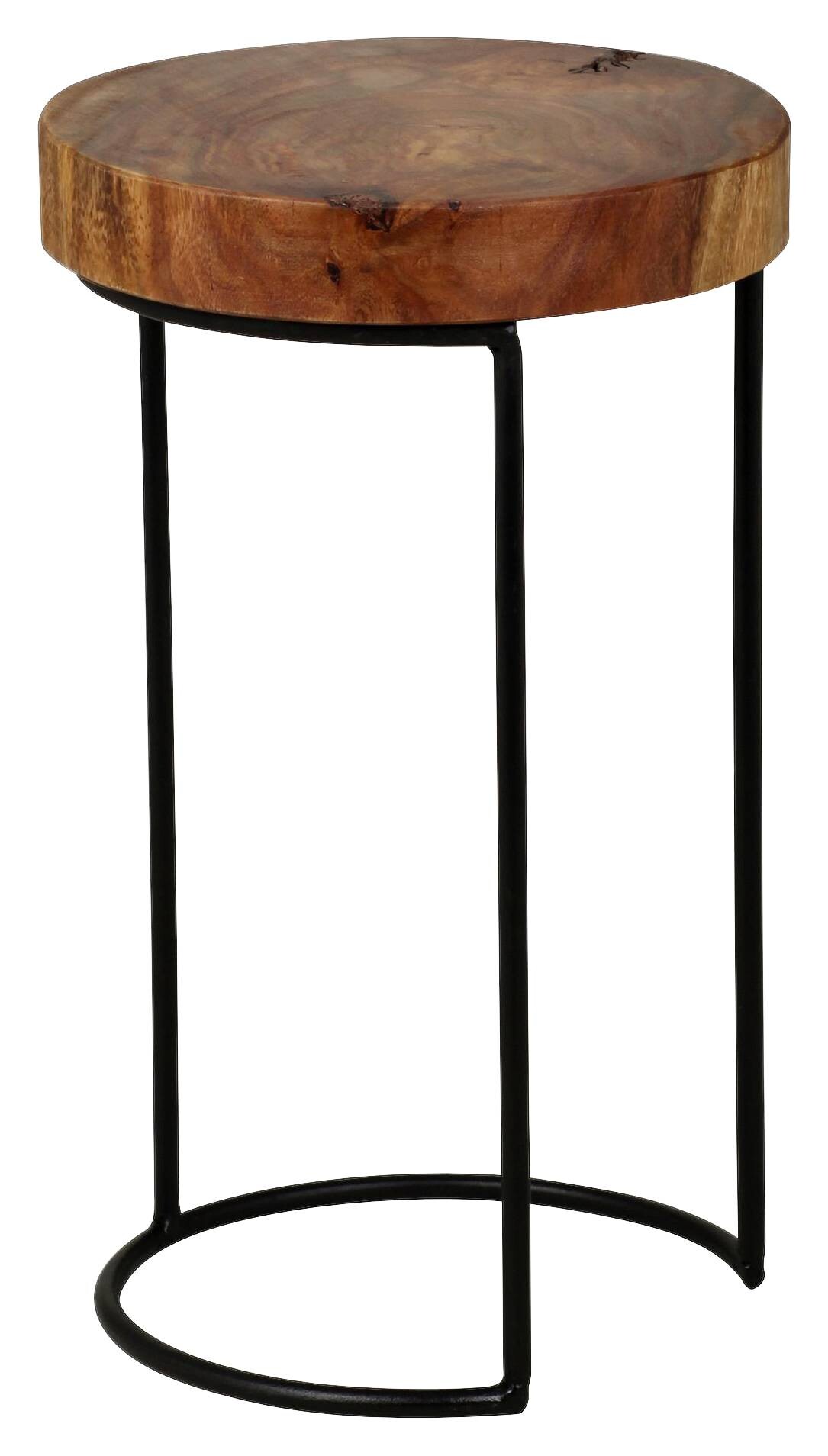 Beistelltisch natur schwarz Echtholz Metall B/H/T: ca. 28x45x28 cm