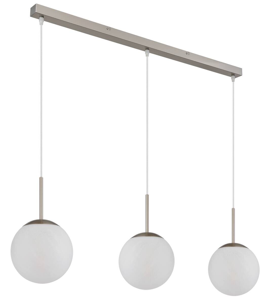 GLOBO Pendelleuchte KOP 30520301 nickel Opal klar Glas Metall B/H/L: ca. 104x120x20 cm E27 3 Brennstellen