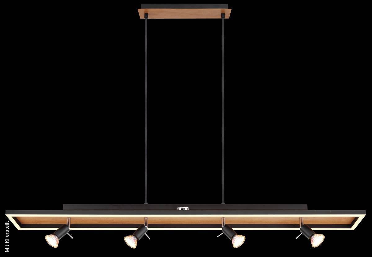 GLOBO Pendelleuchte 57034-4H Ida schwarz Opal Metall Kunststoff B/H/T: ca. 116x120x12 cm null 5 Brennstellen