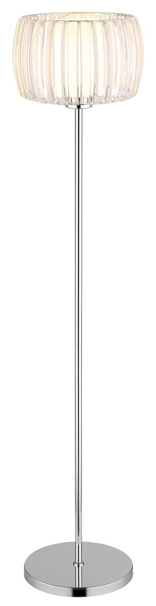GLOBO Stehlampe Chrom Opal schwarz Glas Textil Metall H/D: ca. 150x32,5 cm E27 1 Brennstellen