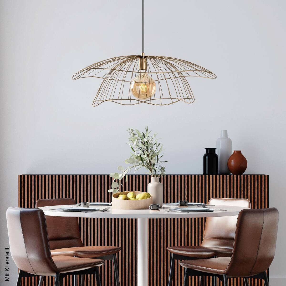 Opviq Pendelleuchte Mantar gold B/H/T/L/D: ca. 70x124x70x70x70 cm E27 1 Brennstellen