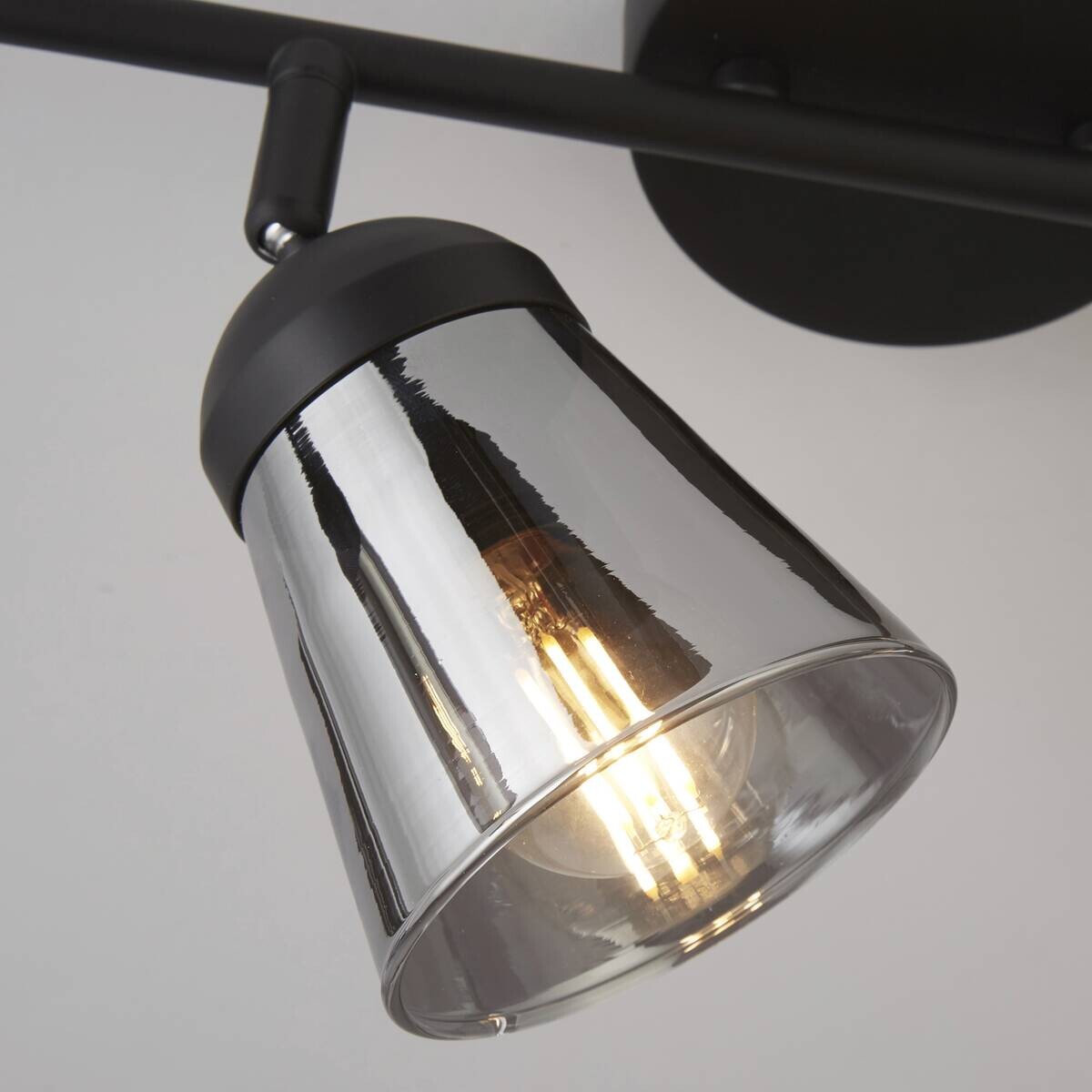 Searchlight Strahler Mega schwarz Glas Stahl B/H/T/L: ca. 24x14x20,5x83 cm E14 4 Brennstellen