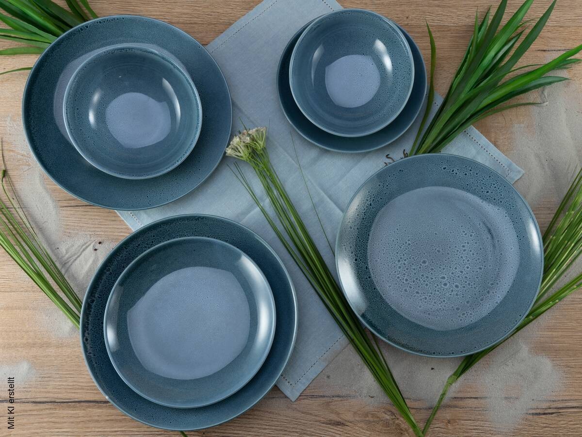 CreaTable Tafelservice Reactive BLUE petrol Keramik