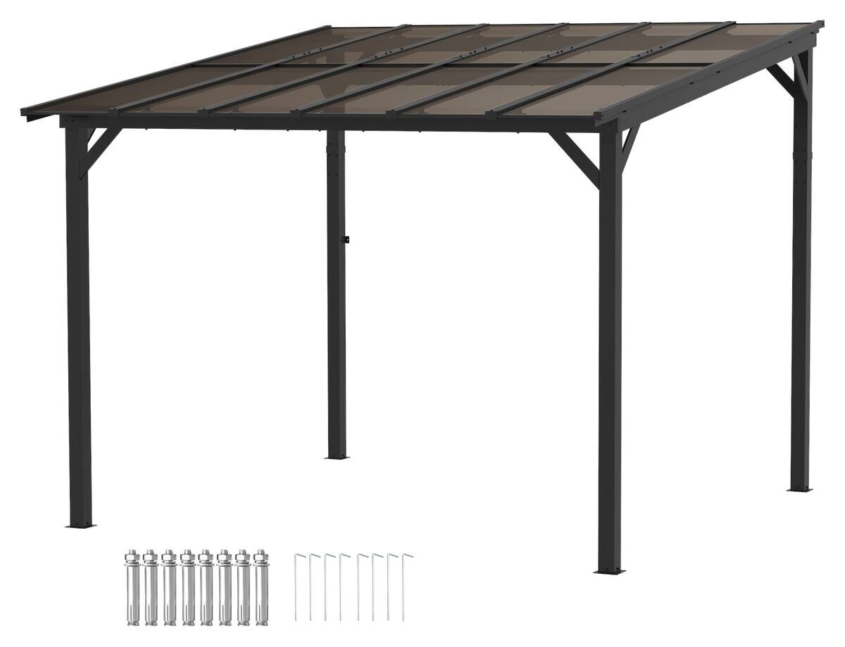 Outsunny Pergola dunkelgrau Metall B/H/L: ca. 294x258x306 cm