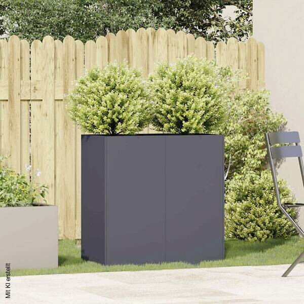 vidaXL Pflanzkübel anthrazit Stahl B/H/L: ca. 40x80x80 cm