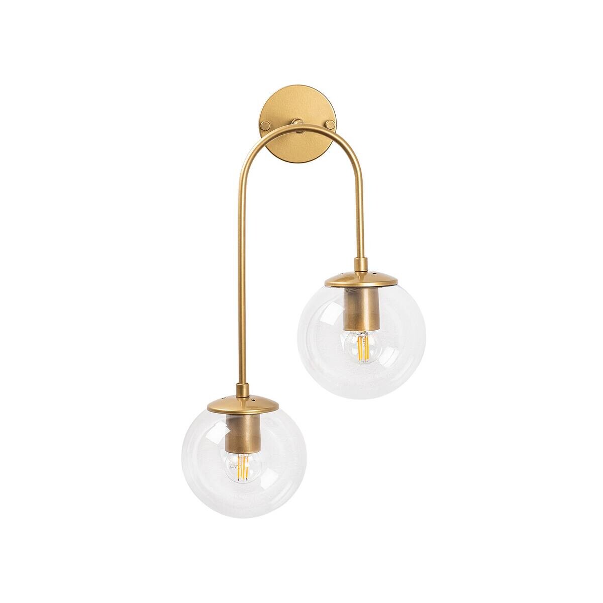 Opviq Wandleuchte gold Metall Glas B/H/L: ca. 24x55x30 cm E14 2 Brennstellen